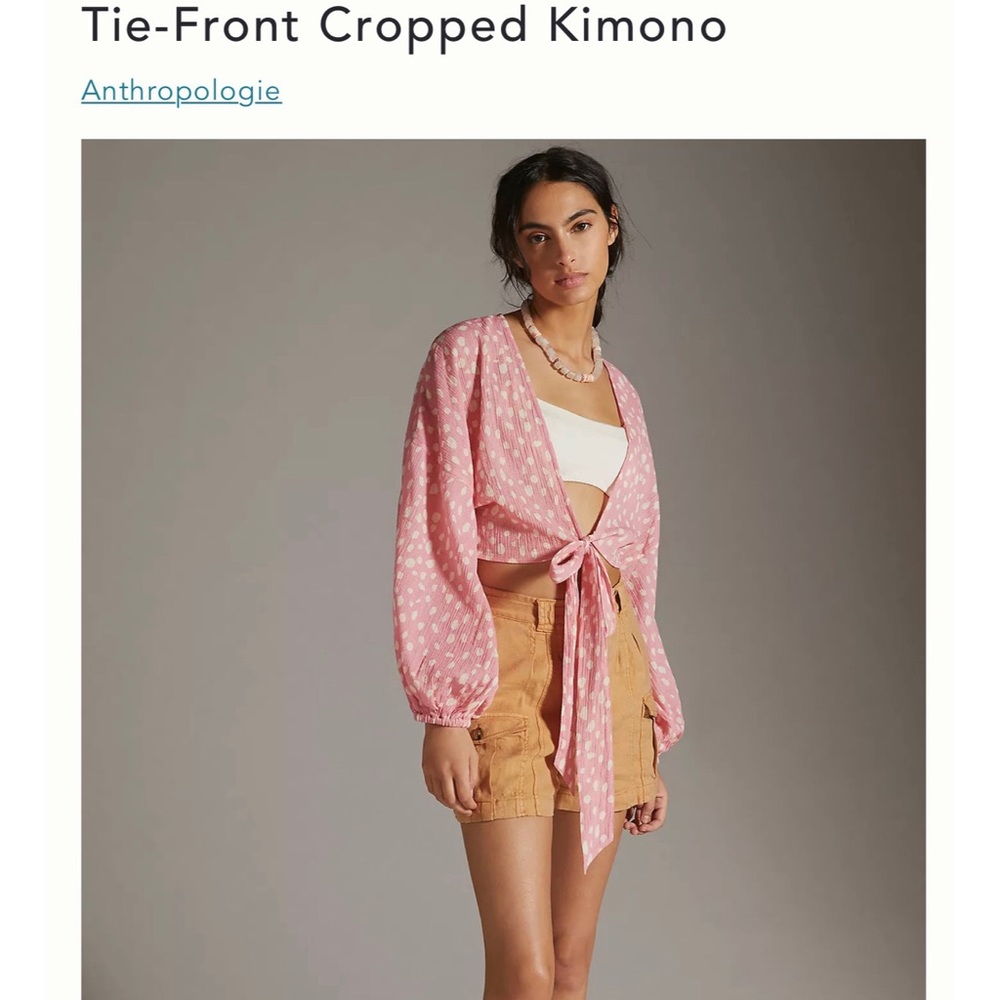 Anthropologie Tie-Front Cropped Kimono NWT - One Size - Picture 2 of 13